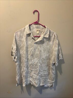 Open Edit Men's White Short-Sleeve Casual Button-Down Shirt